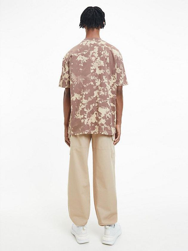 Khaki Calvin Klein Oversized Camo Men T-Shirt | DIJB-12590