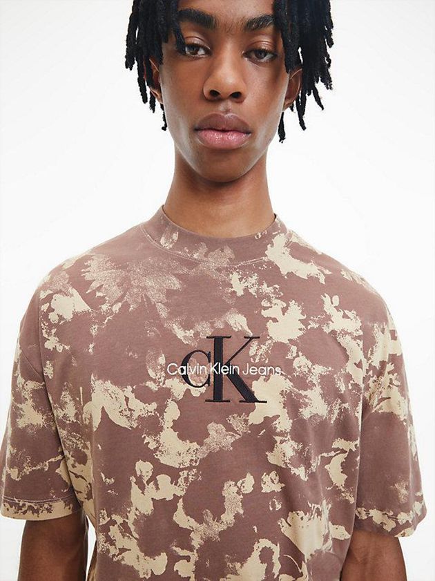 Khaki Calvin Klein Oversized Camo Men T-Shirt | DIJB-12590