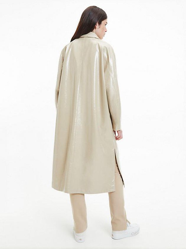 Khaki Calvin Klein Oversized High Gloss Women Coat | COLD-49268