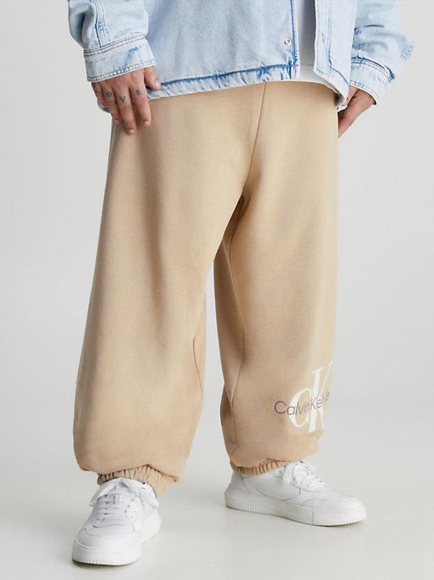 Khaki Calvin Klein Oversized Monogram Men Joggers | GMBE-45186