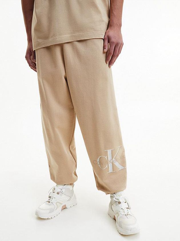 Khaki Calvin Klein Oversized Monogram Men Joggers | GMBE-45186