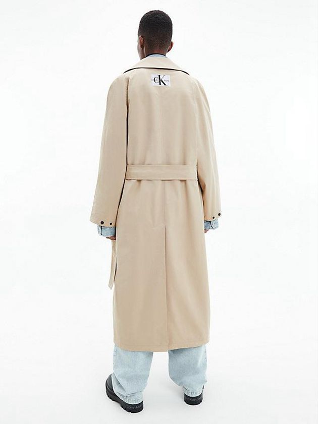 Khaki Calvin Klein Oversized Trench Women Coat | IOHS-41738
