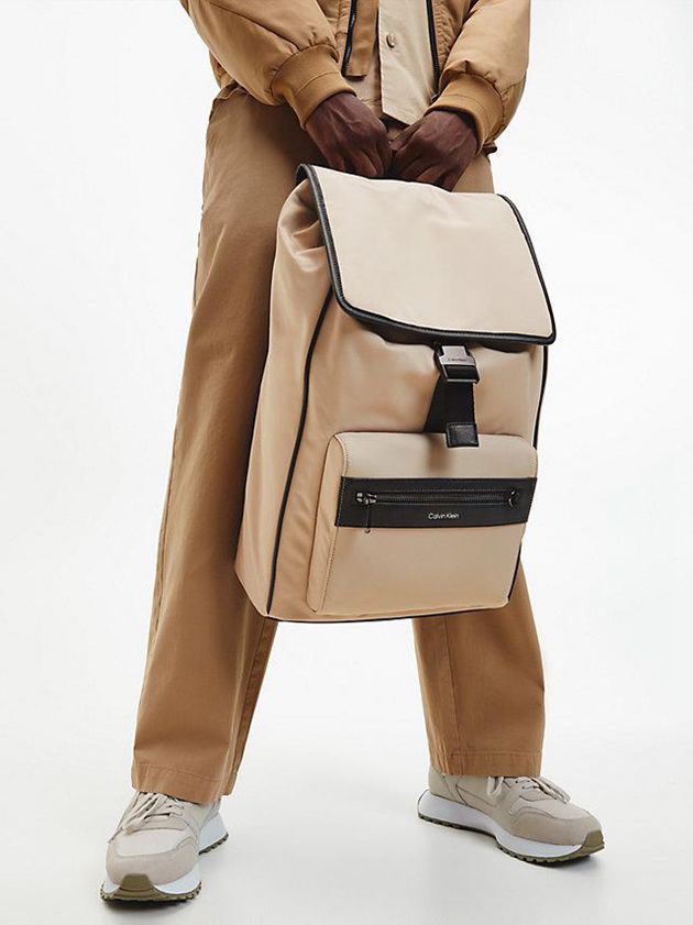 Khaki Calvin Klein Recycled Business Men Backpack | MYAW-69804