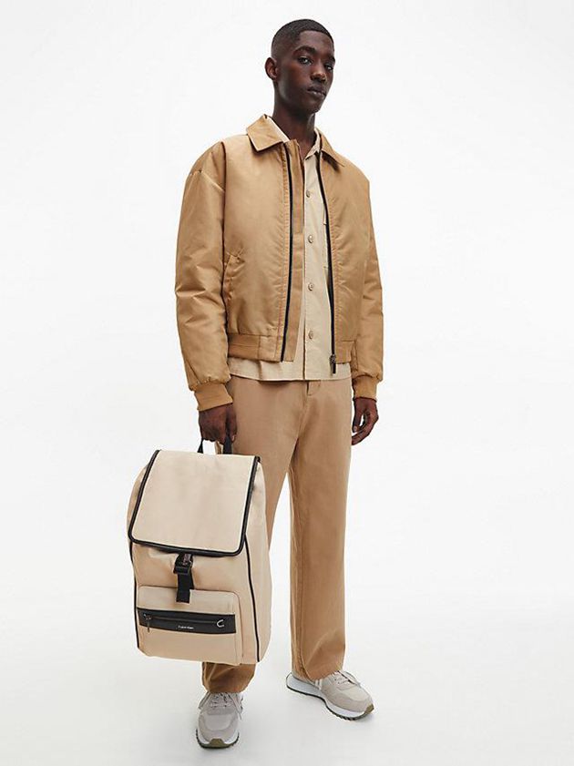 Khaki Calvin Klein Recycled Business Men Backpack | MYAW-69804