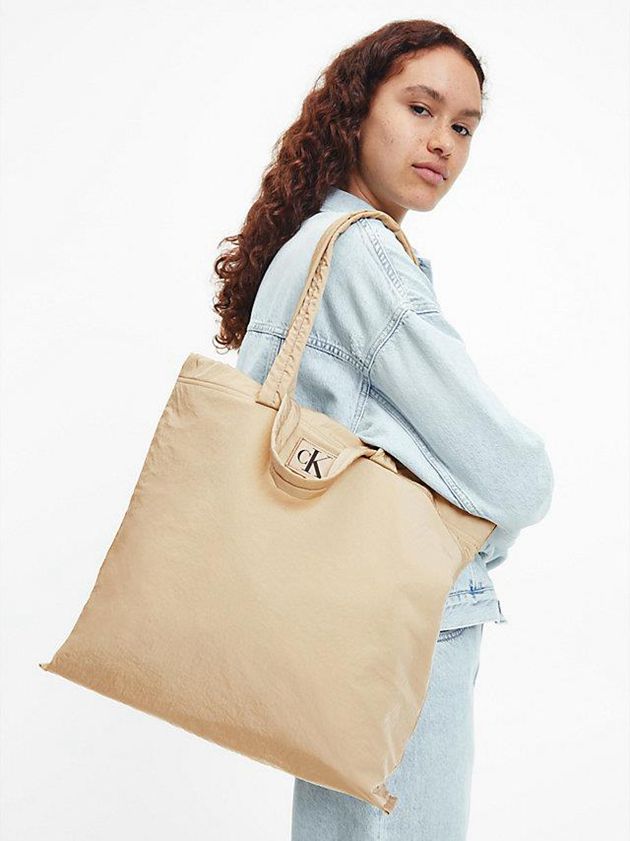 Khaki Calvin Klein Recycled Nylon Reversible Tote Women Bags | WUFQ-07436