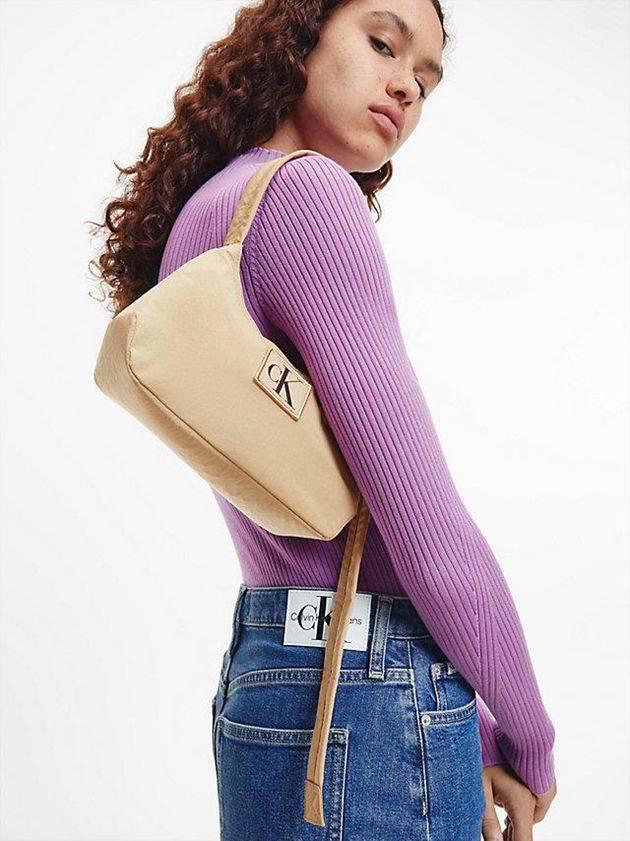 Khaki Calvin Klein Recycled Nylon Shoulder Women Bags | SFXC-64907