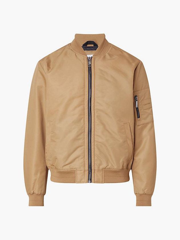 Khaki Calvin Klein Recycled Sateen Bomber Men Jacket | UELY-54236
