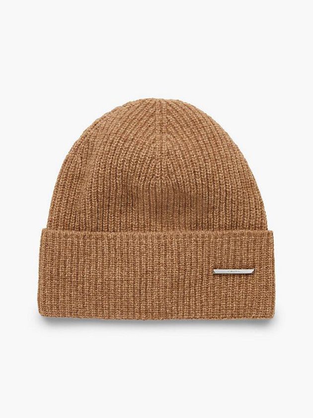 Khaki Calvin Klein Recycled Wool Blend Men Beanie | BCZY-25419