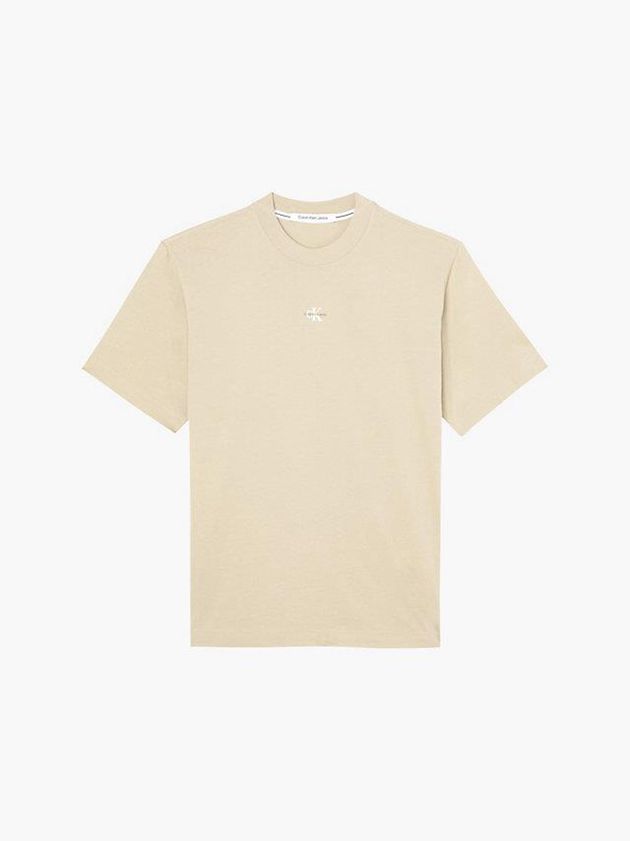 Khaki Calvin Klein Relaxed Back Logo Men T-Shirt | UGBY-04963
