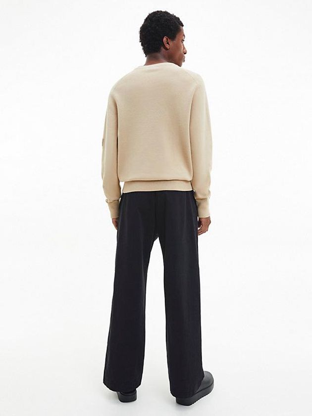 Khaki Calvin Klein Relaxed Milano Stitch Jumper Men Sweater | QPCF-35709