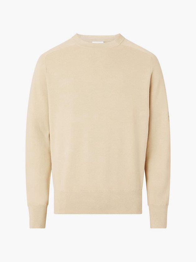 Khaki Calvin Klein Relaxed Milano Stitch Jumper Men Sweater | QPCF-35709