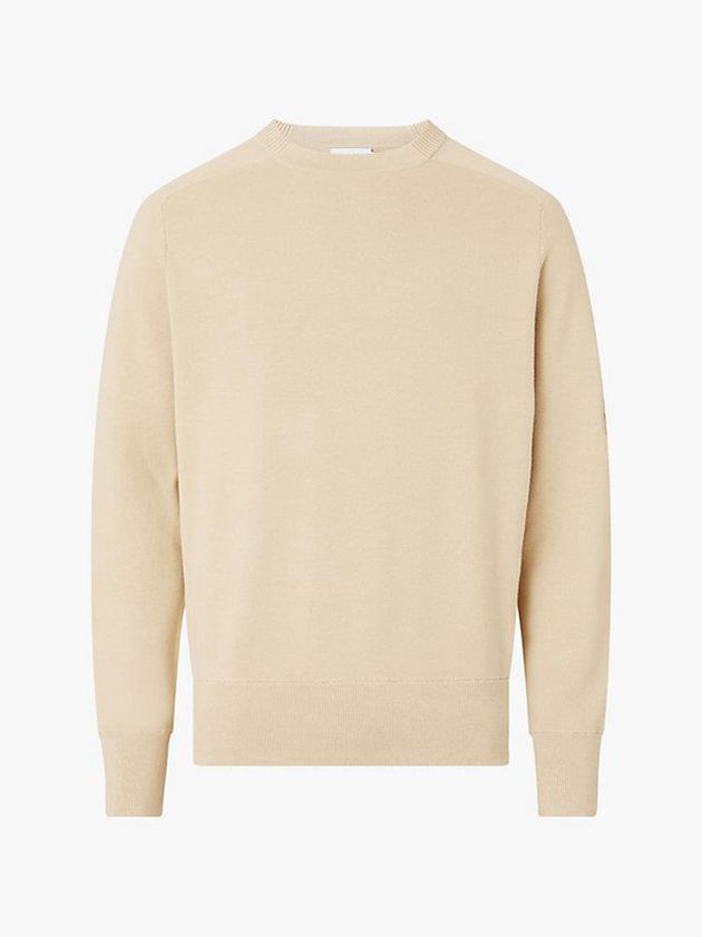 Khaki Calvin Klein Relaxed Milano Stitch Jumper Men Sweater | QPCF-35709