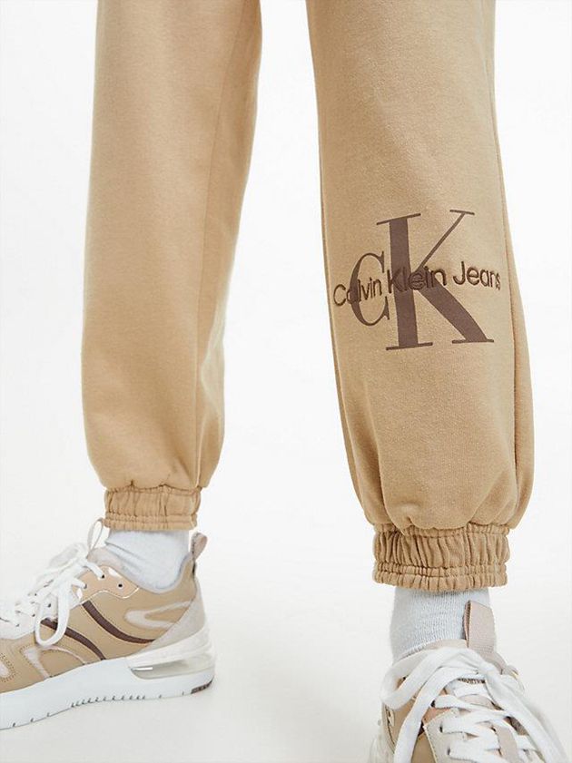 Khaki Calvin Klein Relaxed Monogram Women Joggers | ANRM-85213
