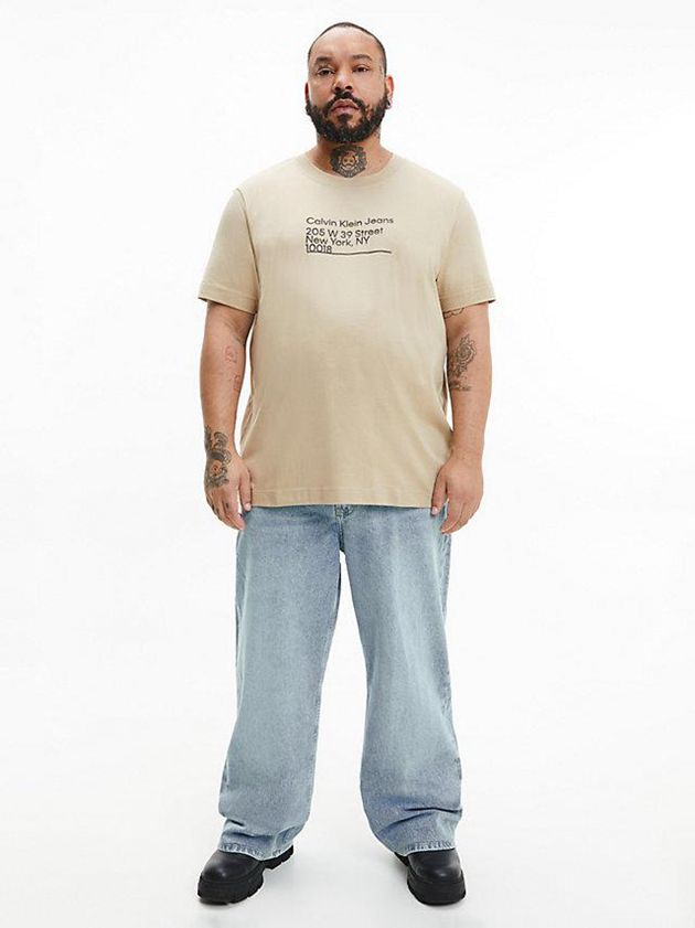 Khaki Calvin Klein Relaxed Organic Cotton Men T-Shirt | OZQW-70216