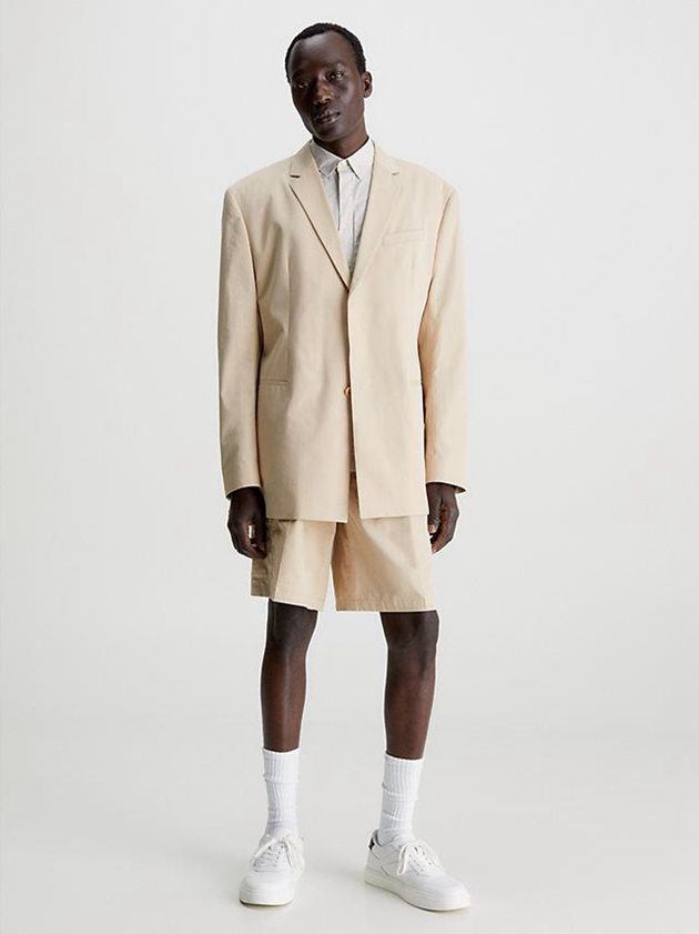 Khaki Calvin Klein Relaxed Pleated Cargo Men Shorts | RVBM-45217