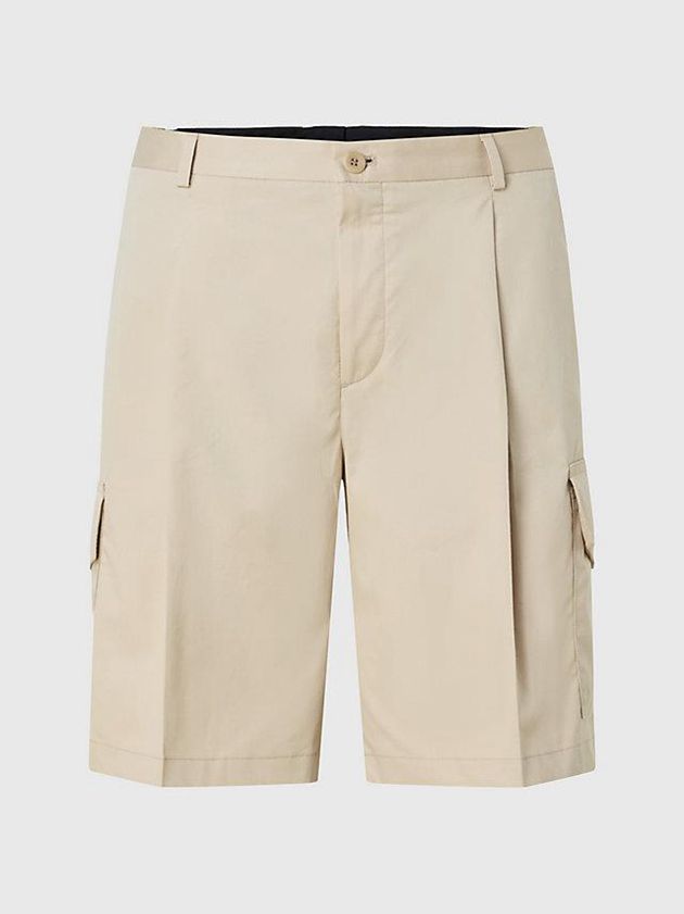 Khaki Calvin Klein Relaxed Pleated Cargo Men Shorts | RVBM-45217