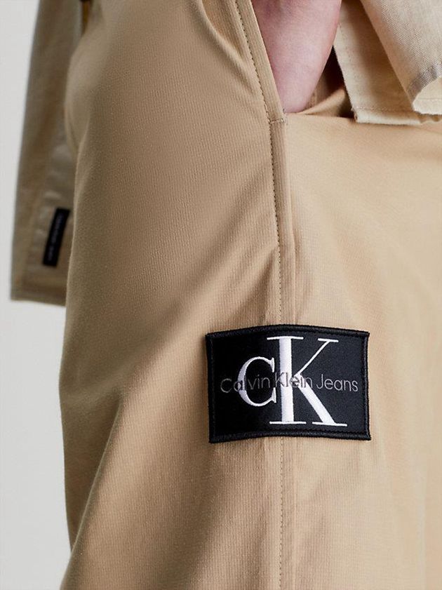 Khaki Calvin Klein Straight Belted Utility Chinos Men Pants | EXRY-19036