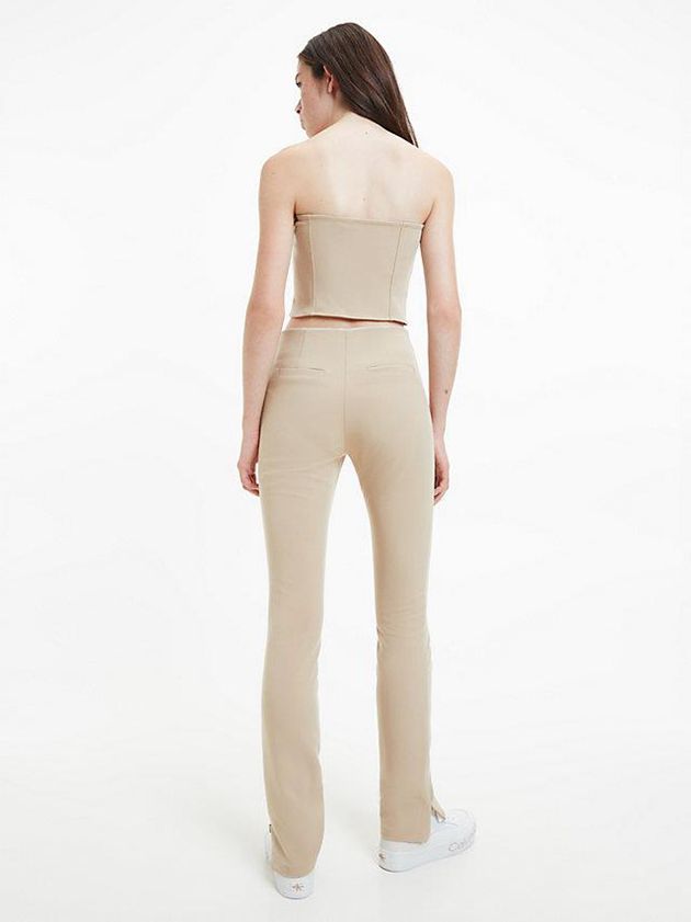 Khaki Calvin Klein Strapless Bustier Women Top | YQIK-74832