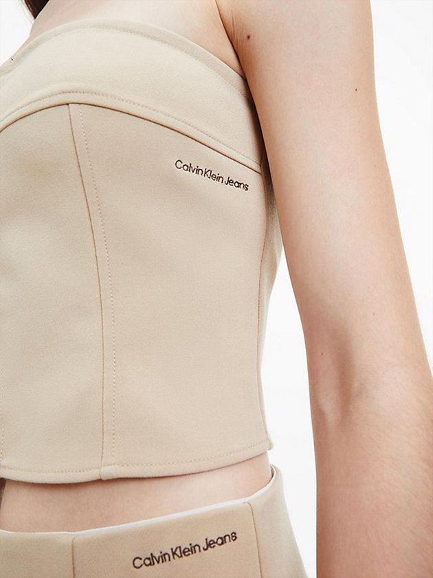 Khaki Calvin Klein Strapless Bustier Women Top | YQIK-74832