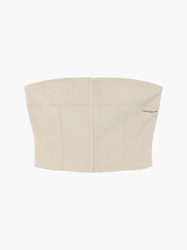 Khaki Calvin Klein Strapless Bustier Women Top | YQIK-74832