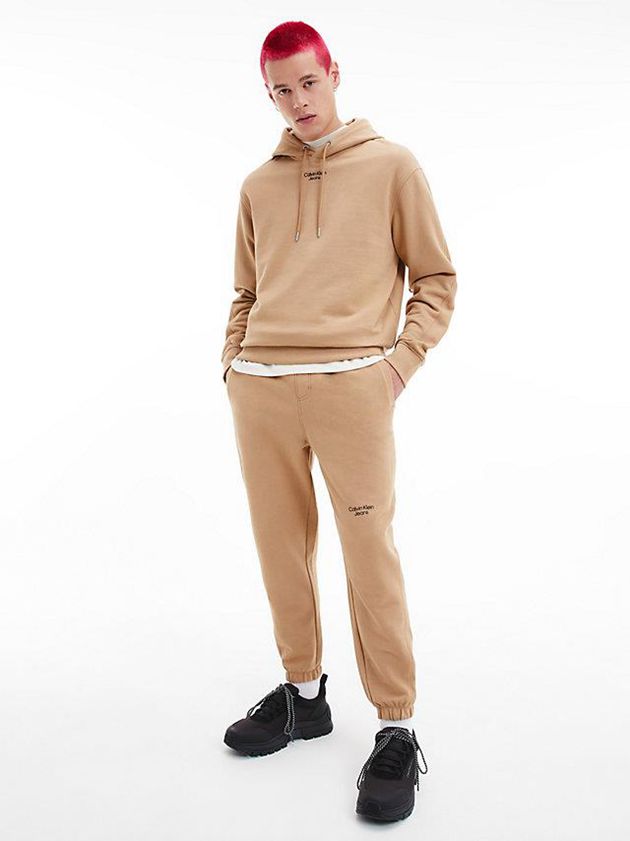 Khaki Calvin Klein Tapered Men Joggers | IZTV-18254