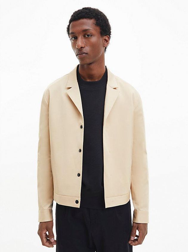 Khaki Calvin Klein Tencel Twill Men Jacket | VJQY-30924