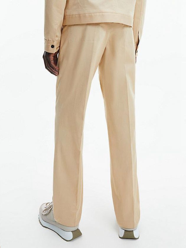 Khaki Calvin Klein Tencel Twill Straight Men Pants | RGCA-34091