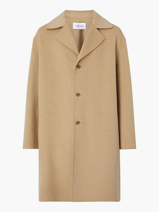 Khaki Calvin Klein Unisex Bonded Wool - CK Standards Men Coat | ZXKT-83240