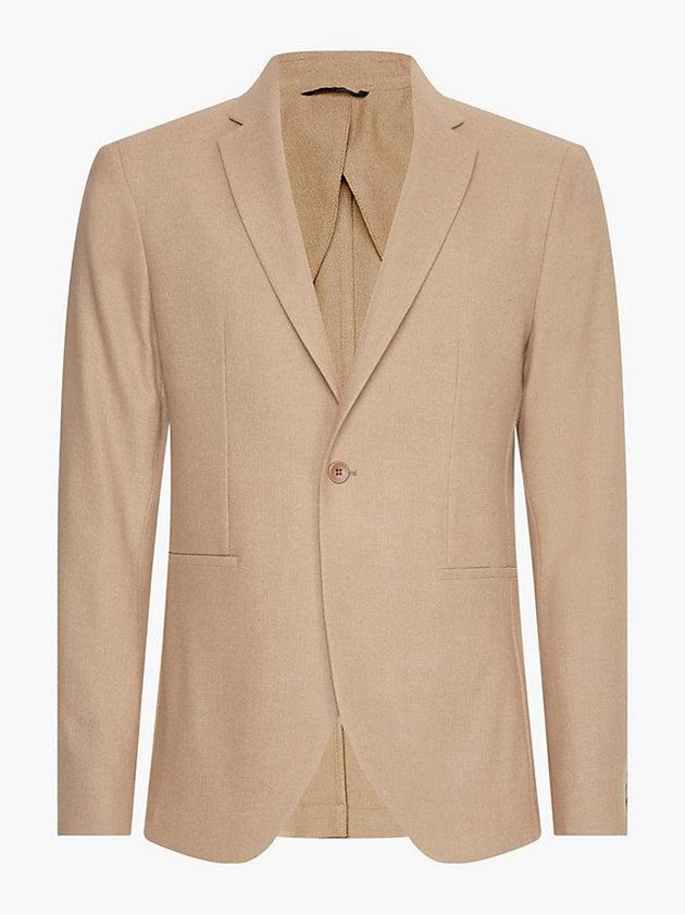 Khaki Calvin Klein Virgin Wool Men Blazer | BHMT-26504