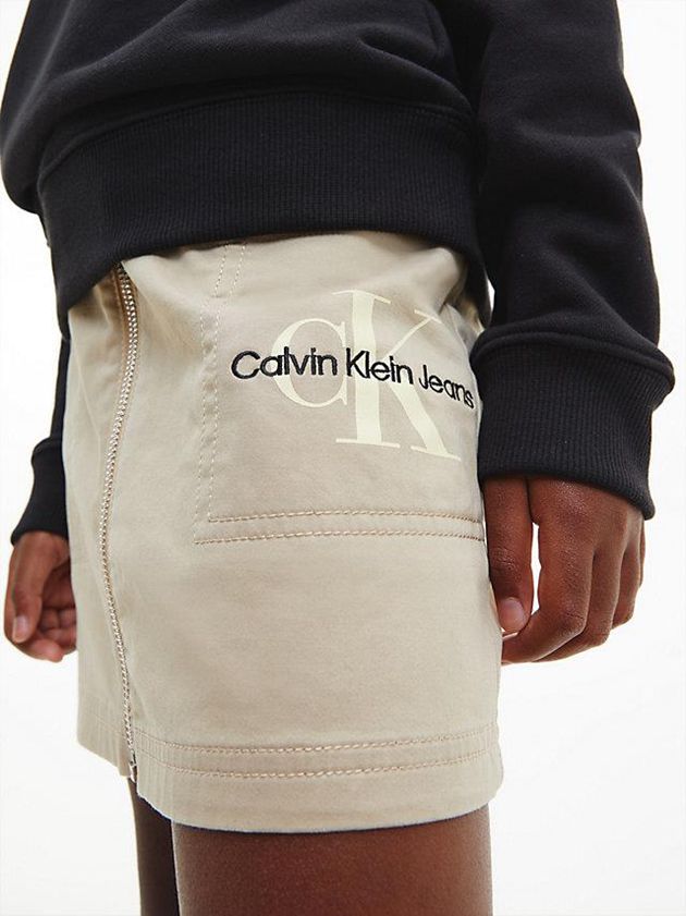 Khaki Calvin Klein Zipped Girls's Skirt | ZCFS-73125
