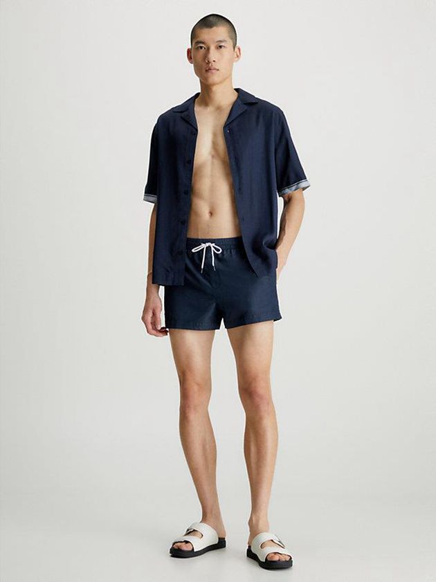 Navy Calvin Klein Beach - Logo Tape Men Shirts | CKBA-92583