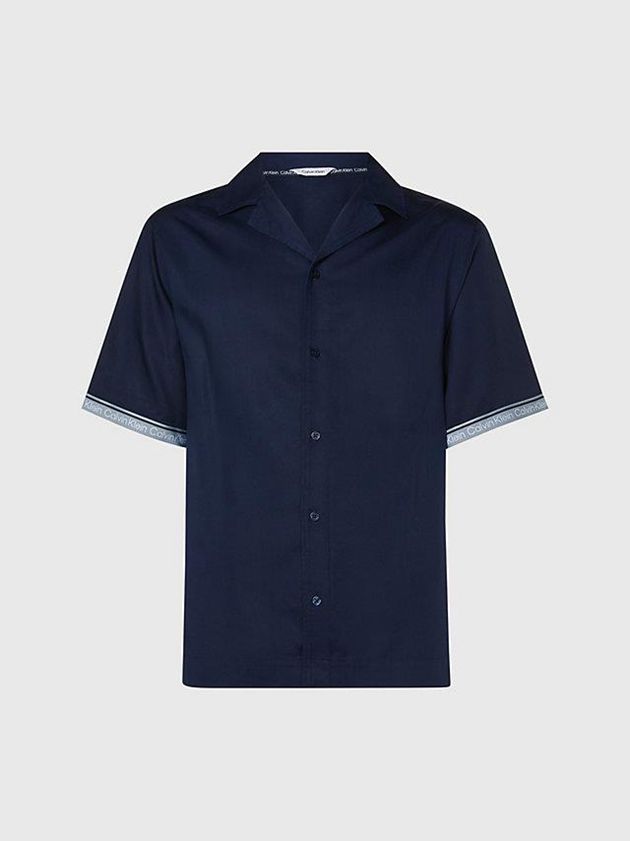 Navy Calvin Klein Beach - Logo Tape Men Shirts | CKBA-92583