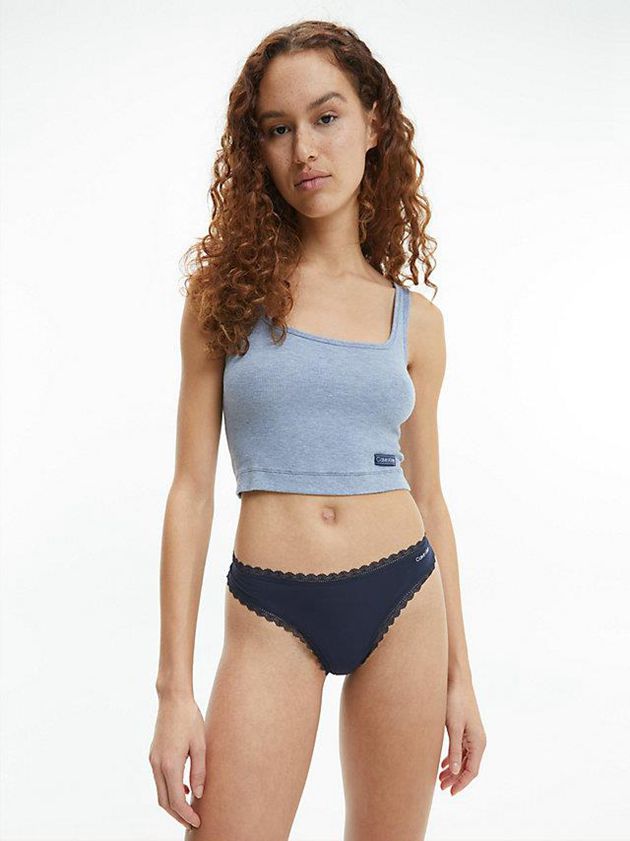 Navy Calvin Klein Flirty Women Thong | WDCO-94307