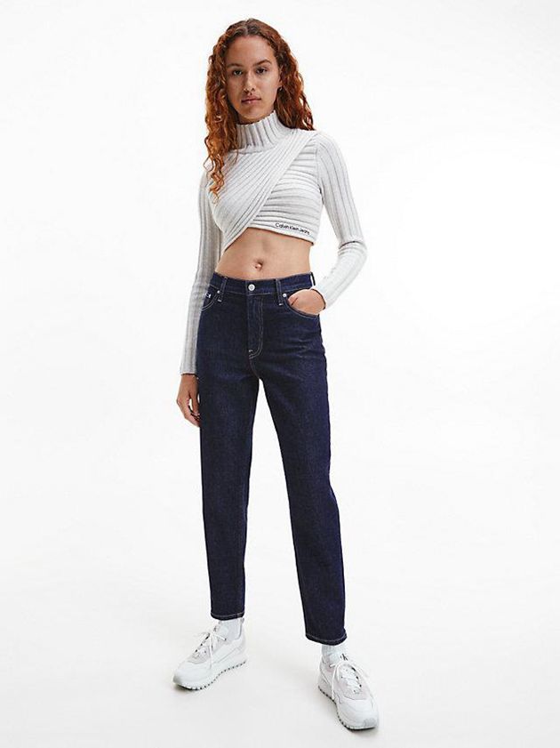 Navy Calvin Klein High Rise Mom Women Jeans | QLAS-85672