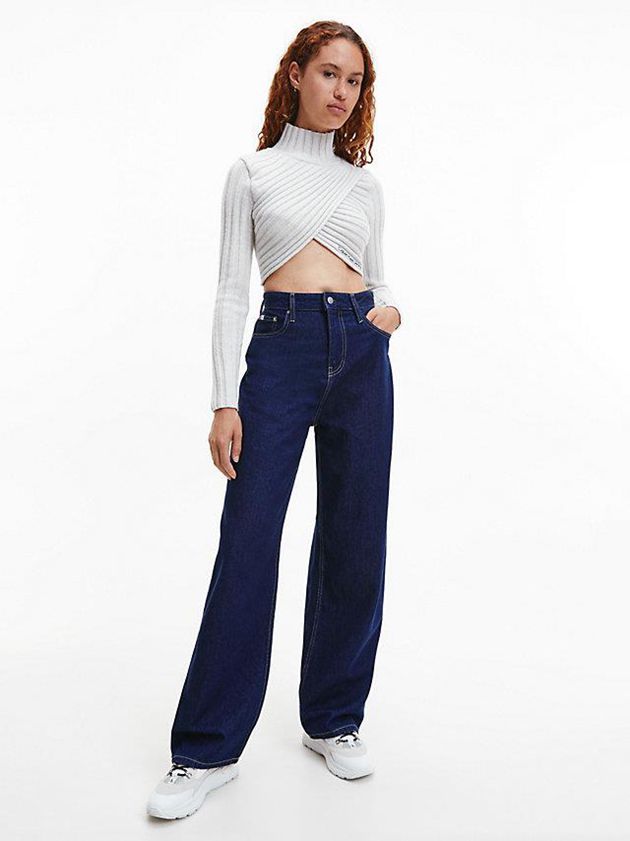 Navy Calvin Klein High Rise Relaxed Women Jeans | BUSA-26317