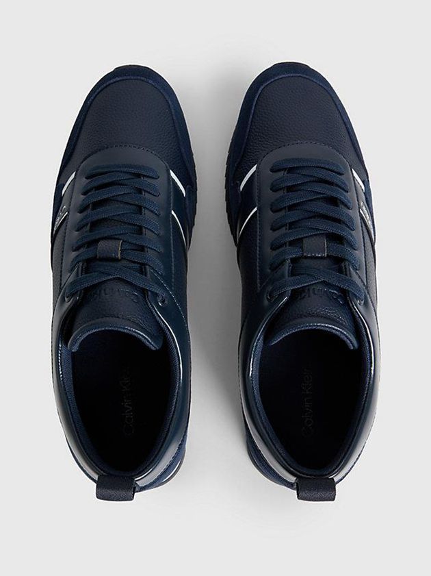 Navy Calvin Klein Leather Men Sneakers | QEPC-39872