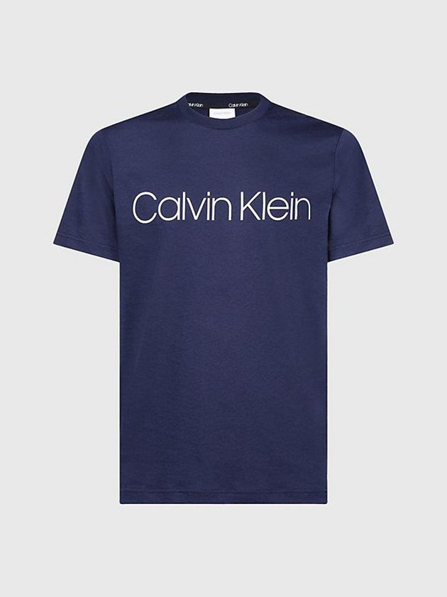 Navy Calvin Klein Logo Men T-Shirt | CIGJ-42173