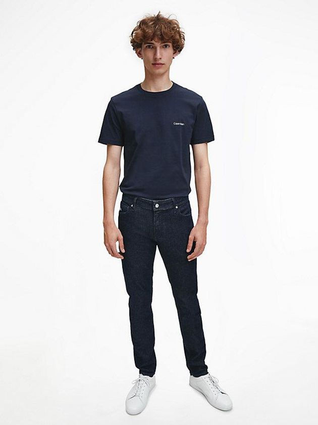 Navy Calvin Klein Logo Men T-Shirt | IZDU-64932