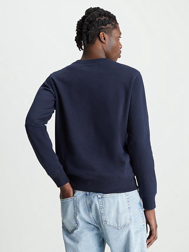 Navy Calvin Klein Monogram Men Sweatshirt | PISD-29081