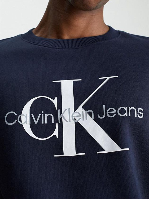 Navy Calvin Klein Monogram Men Sweatshirt | PISD-29081