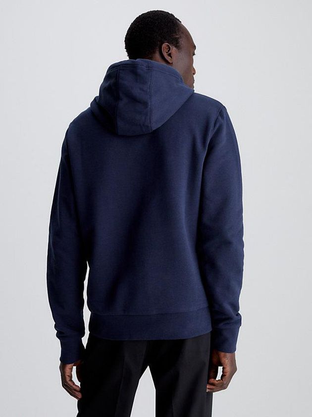 Navy Calvin Klein Organic Cotton Logo Men Hoodie | TIFQ-74152