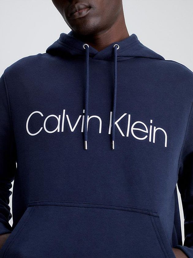 Navy Calvin Klein Organic Cotton Logo Men Hoodie | TIFQ-74152