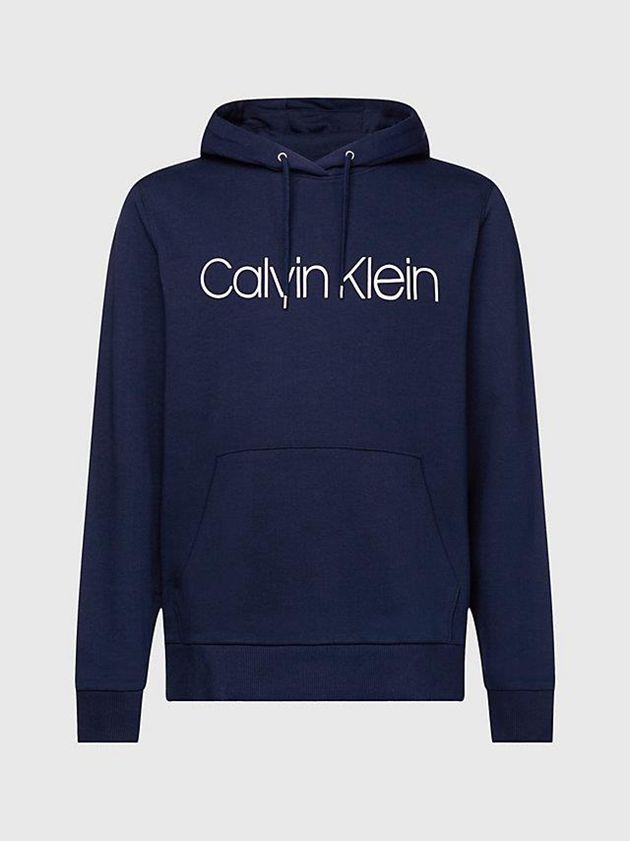 Navy Calvin Klein Organic Cotton Logo Men Hoodie | TIFQ-74152