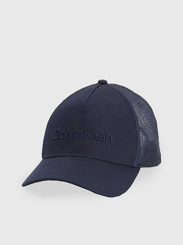 Navy Calvin Klein Organic Cotton Trucker Men Cap | IJHX-14258