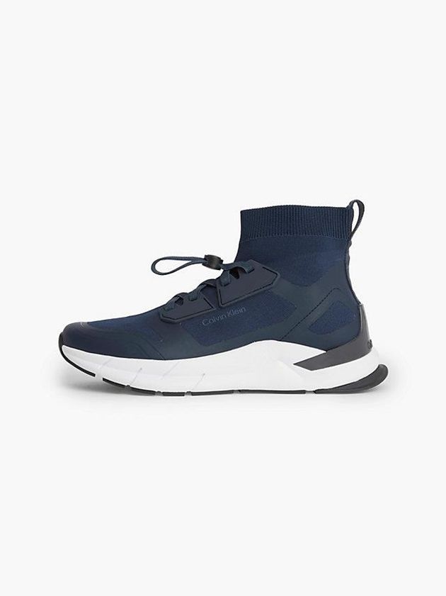 Navy Calvin Klein Recycled High-Top Sock Men Sneakers | XPRA-98104