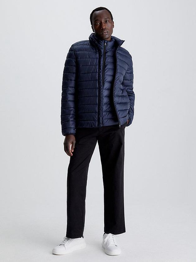 Navy Calvin Klein Recycled Puffer Men Jacket | JRHQ-52837