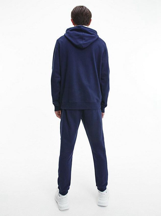 Navy Calvin Klein Relaxed Logo Men Hoodie | WJHU-87901