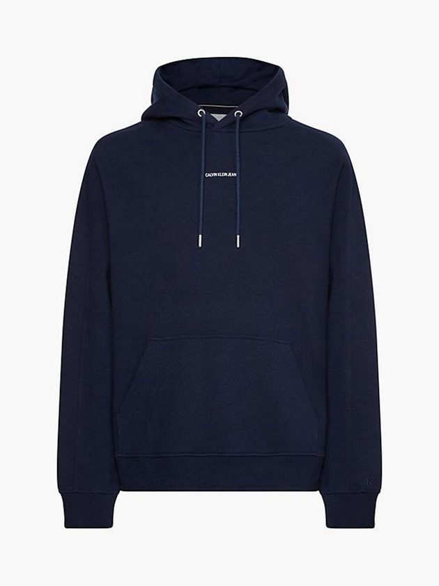 Navy Calvin Klein Relaxed Logo Men Hoodie | WJHU-87901