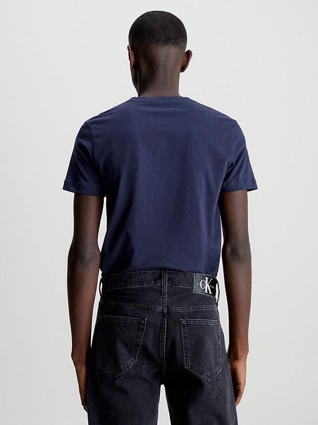 Navy Calvin Klein Slim Monogram Men T-Shirt | FJBT-82431