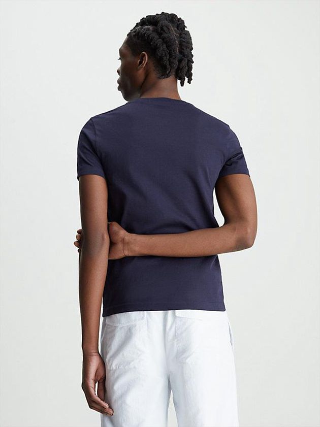 Navy Calvin Klein Slim Organic Cotton Logo Men T-Shirt | SLZK-98015
